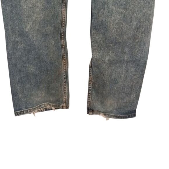 Levis 505 Original Fit W32 L30 Mens Jeans Distressed Blue Denim - Picture 14 of 15